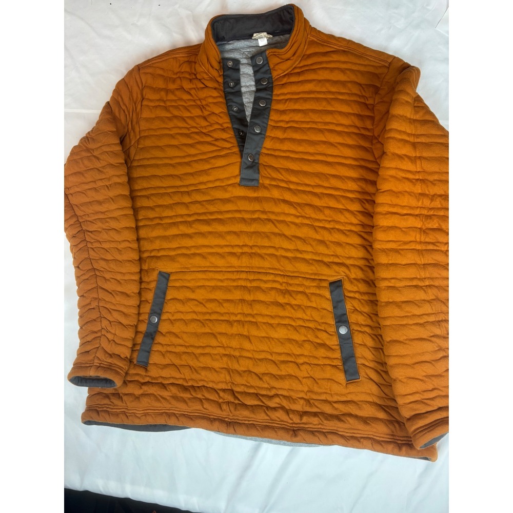 Duluth Trading Co Men XL Quilted Snap Neck Pullover Burnt Orange Rust Jacket
